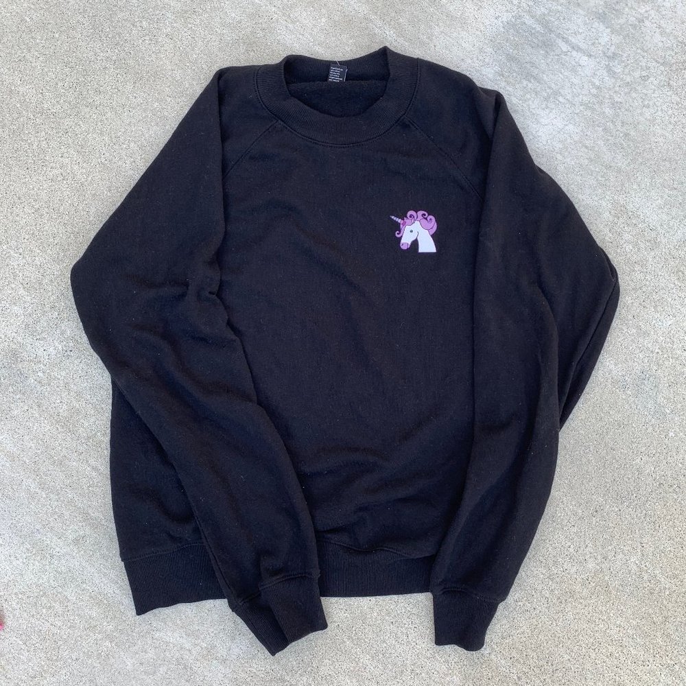 Black Unicorn Crewneck Sweater from Forever 21